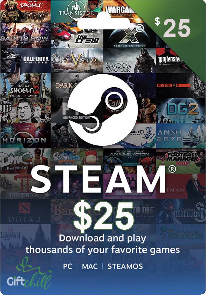$25 Steam Gift Card (GLOBAL) - GiftChill.co.uk